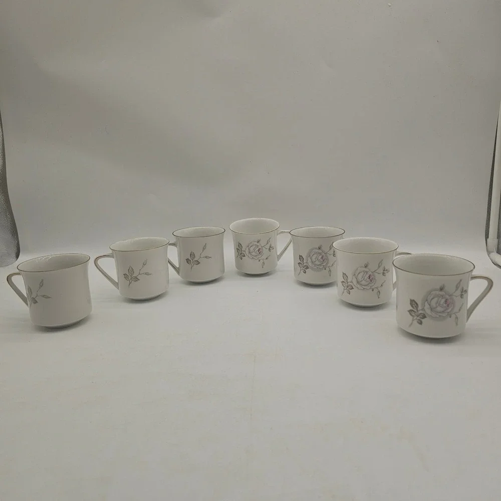 7 Johann Haviland Coffee Tea Cup Bavaria Germany Sweetheart Rose *Read